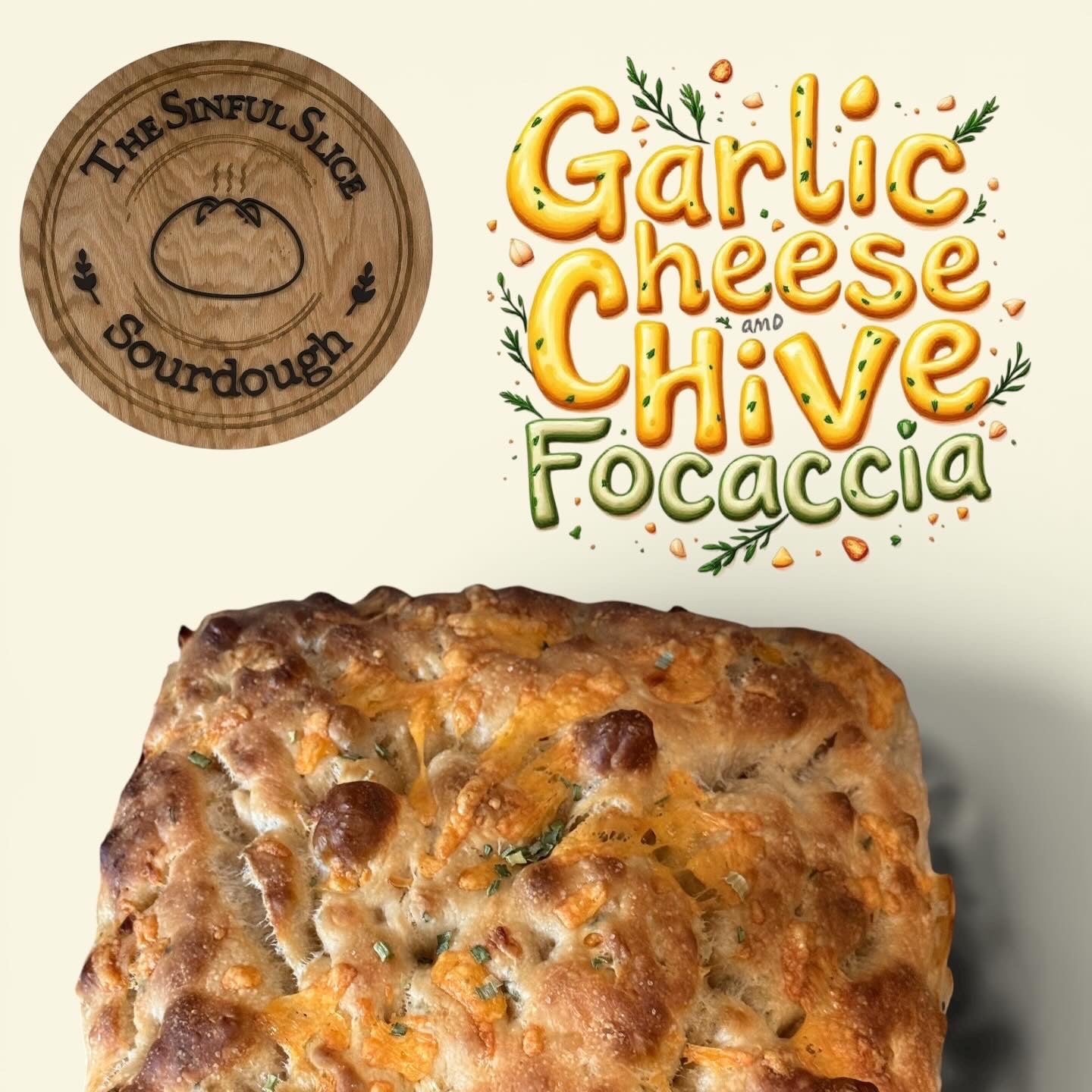 Garlic Cheese and Chive Sourdough Focaccia