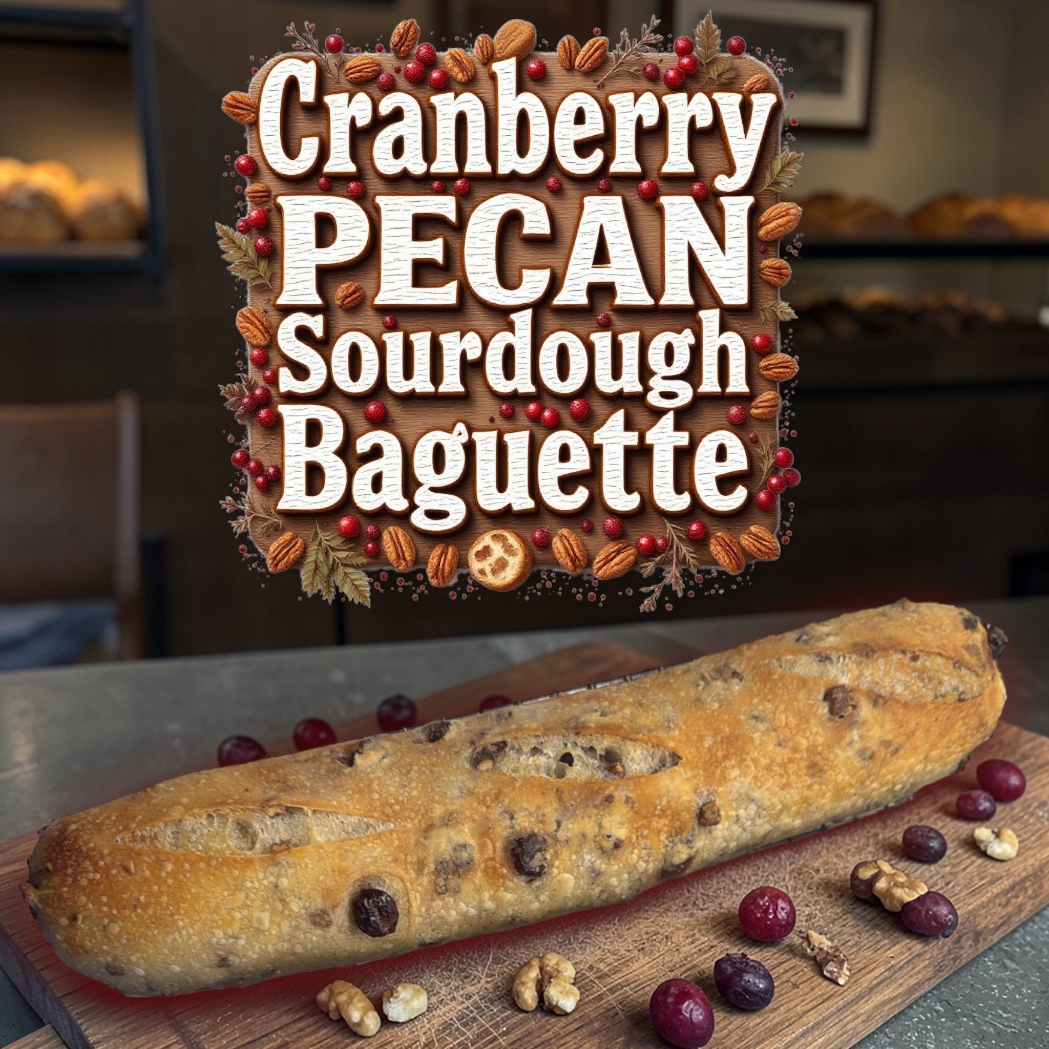 Cranberry Walnut Sourdough Baguette (1 piece)